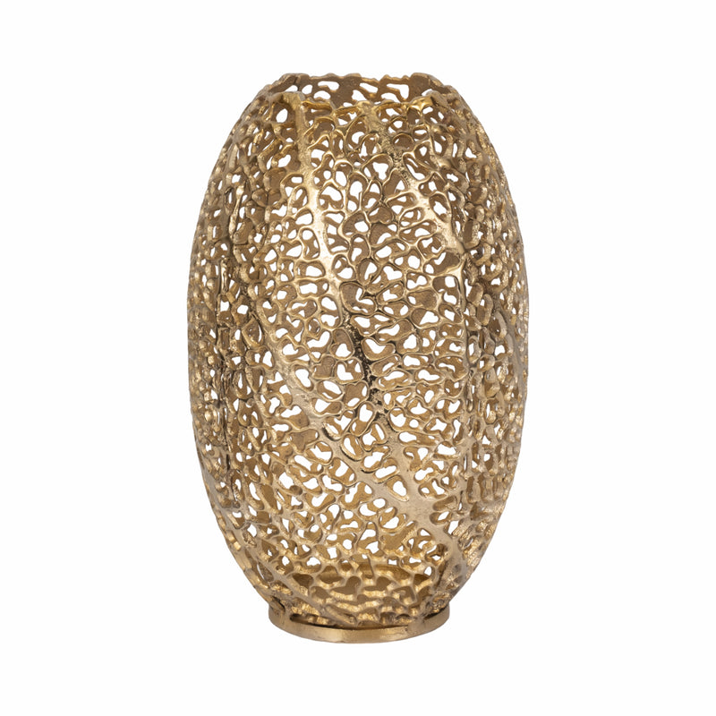 15 Meadow Metal Urn Shape Vase, Gold