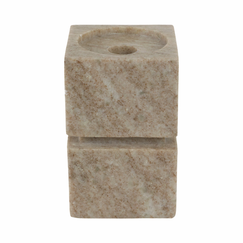 6 Onyx Marble Stacked Cubes Pillar Candleholder,