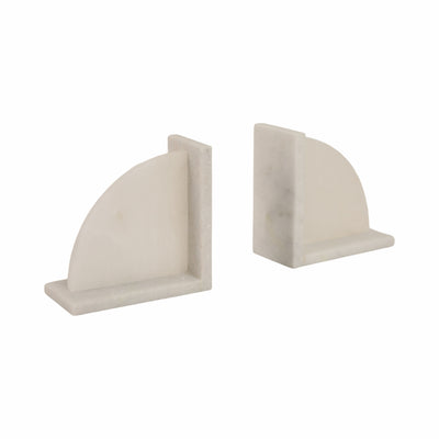 S/2 6 Alabaster Arc Bookends, White