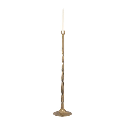 METAL, 36 TWISTED FLOOR TAPER CANDLEHOLDER, GOLD