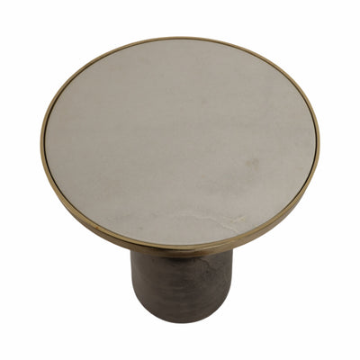 20 Metal Accent Table White Marble Top, Multi