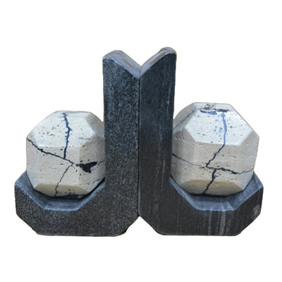 S/2 6 Gorda Crackle Travertine And Marble Bookend