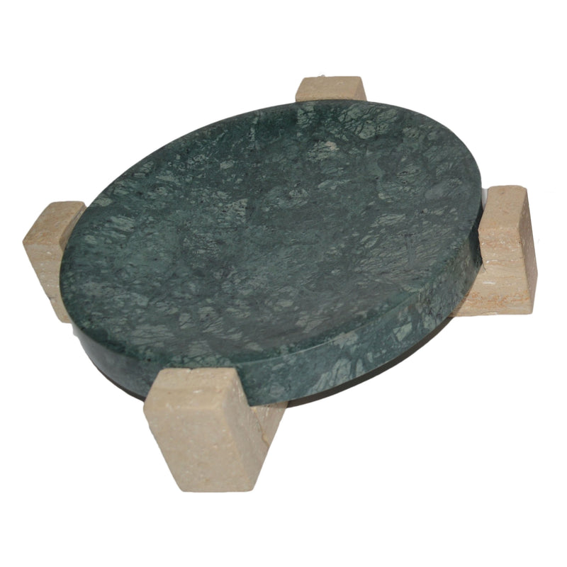 12 Archer Small Green Marble And Travertine Tray