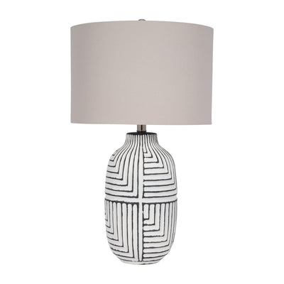 Ceramic, 26 Tribal Textured Table Lamp, White