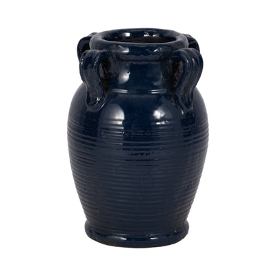 7 Terracotta Vase With Handles, Navy Blue