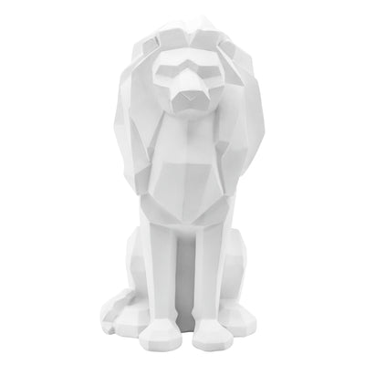 RESIN 11H SITTING LION, WHITE