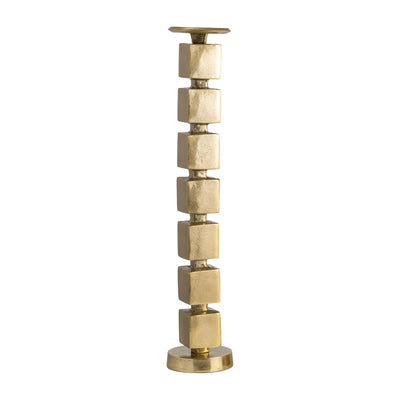 METAL, 24 STACKED CUBES CANDLEHOLDER, GOLD