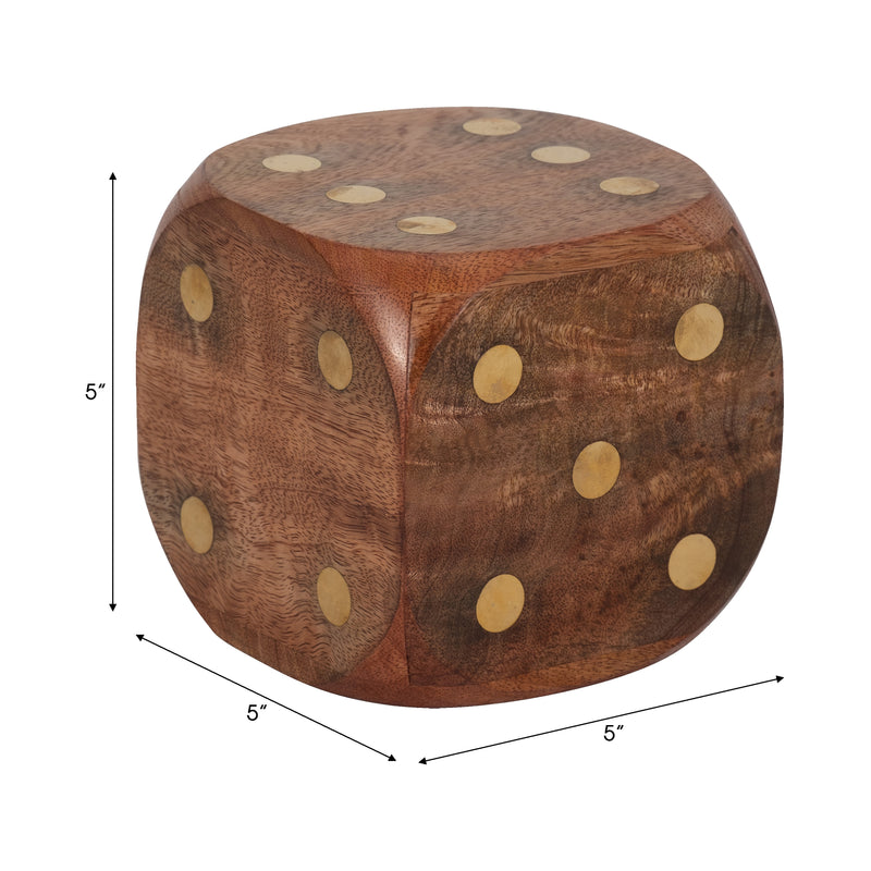 WOOD, 5X5 DICE, ANTIQUE BROWN