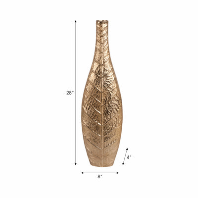 28 Craighton Large Metal Leaf Vase, Gold