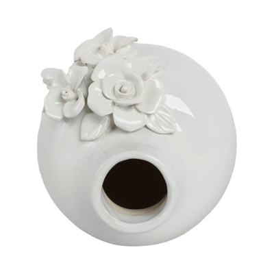 6x5 Rose Applique Bud Vase, Cream