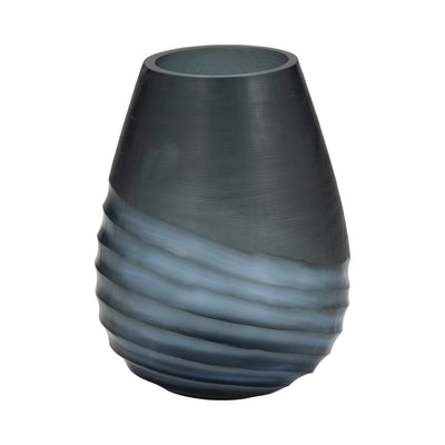 Glass, 10 Etched Vase, Blue