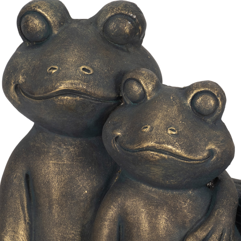 12 Cuddling Frogs On Bench, Bronze