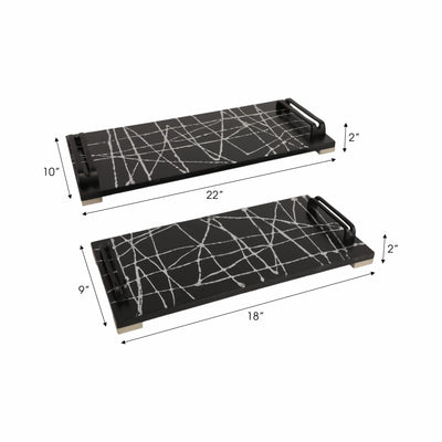 S/2 18/22 Pratt Black Resin Trays