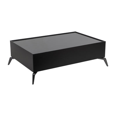 WOOD/GLASS, 47X16 COFFEE TABLE, BLK, KD