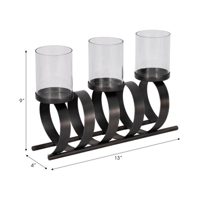 13 Slinky 3-pillar Candle Holder, Zinc