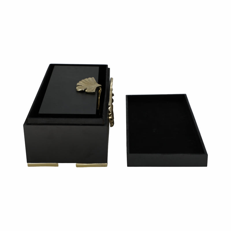 Metal, S/2 12/14 Black Gingko Boxes