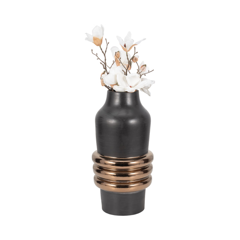 19 Calorin Oversized Tribal Vase, Black/gold