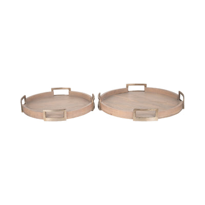 S/2 22/26 Maxwell Round Wood Trays, Natural