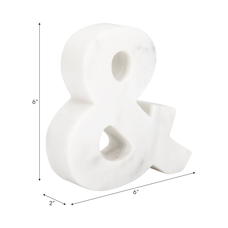 6 Marble Ampersand &, White