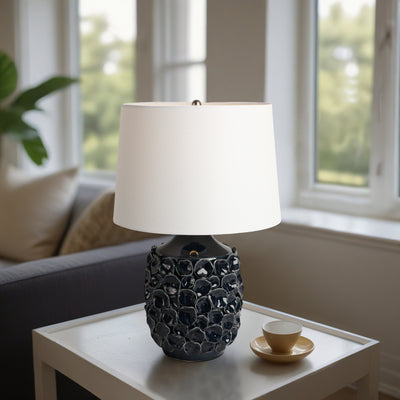 25 Coastal Discs Table Lamp, Navy Blue