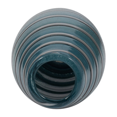 12 Santiago Striped Blue Glass Vase