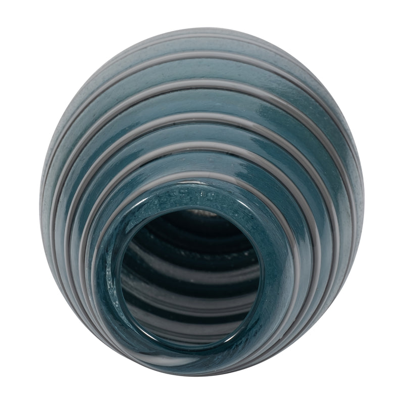 12 Santiago Striped Blue Glass Vase