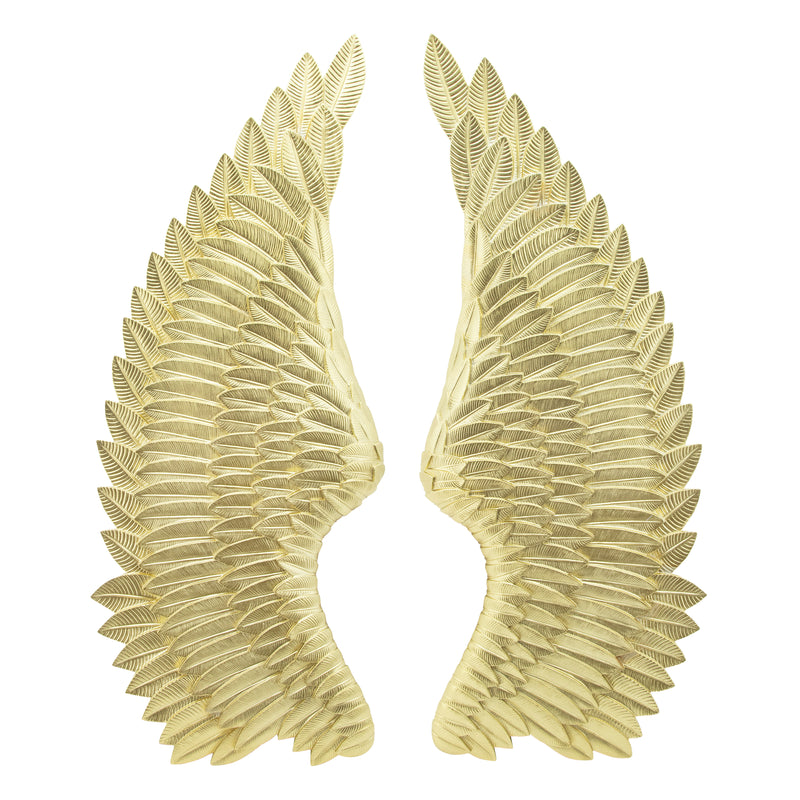 RESIN S/2 ANGEL WINGS WALL ACCENT, GOLD