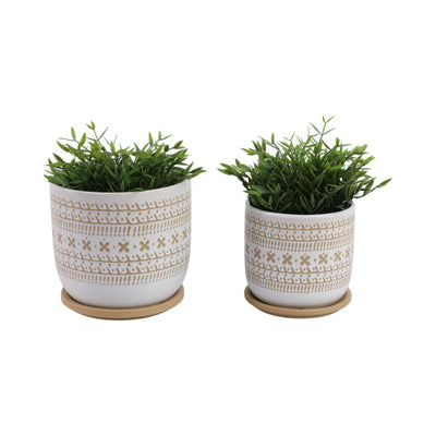 Cer?s/2  6/8 Planter W/ Saucer, Brown