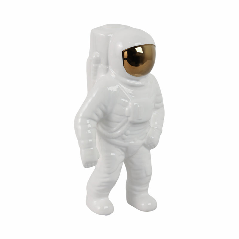 11 ASTRONAUT STATUETTE, WHITE/GOLD