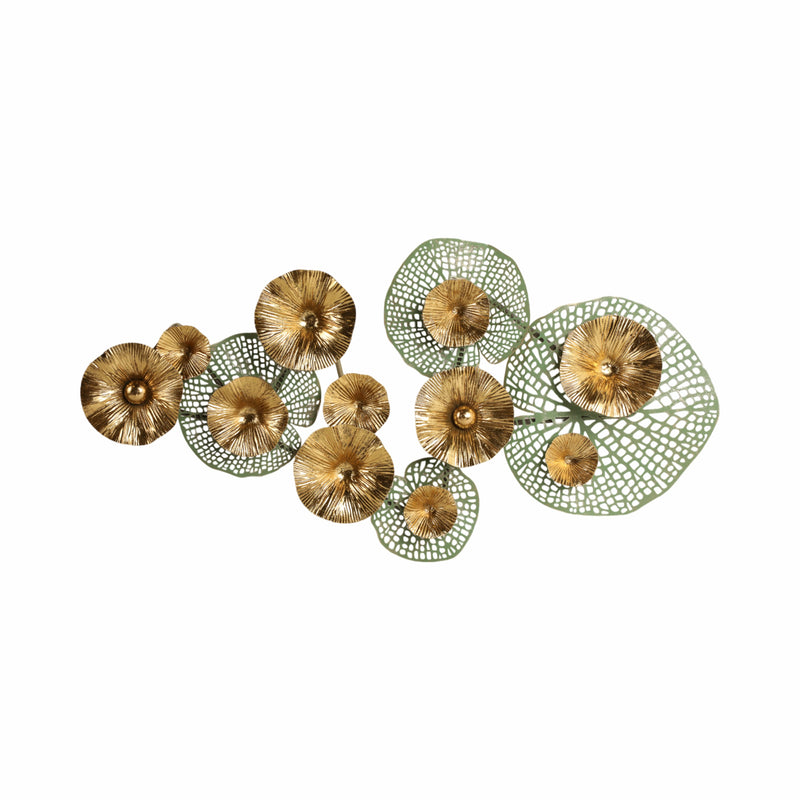 35 Pierced Lilypad Metal Wall D?cor, Seafoam/gold