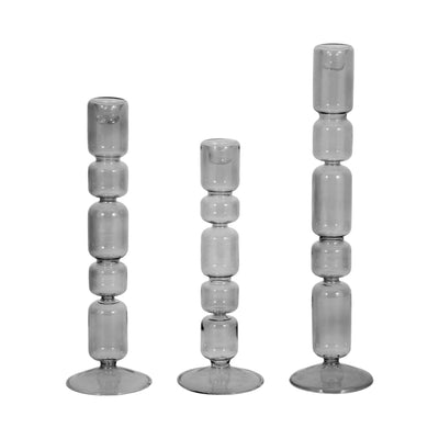 10 Mixed Bubble Taper Candleholder, Smoke