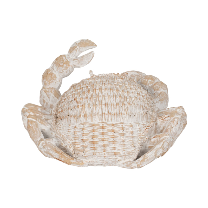 11 Resin Wicker Crab, White