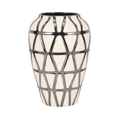 16 Fabiola Oversized Tribal Vase, Pewter