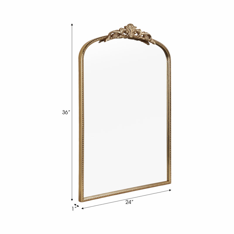 36 Fleur Applique Arch Mirror, Gold Wb