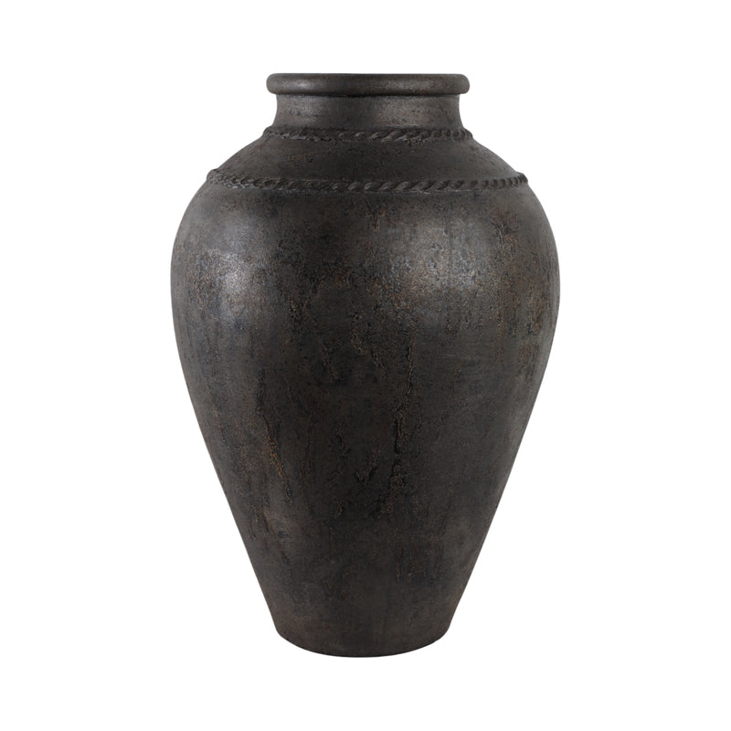 30 Terracotta Floor Vase, Rustic Black