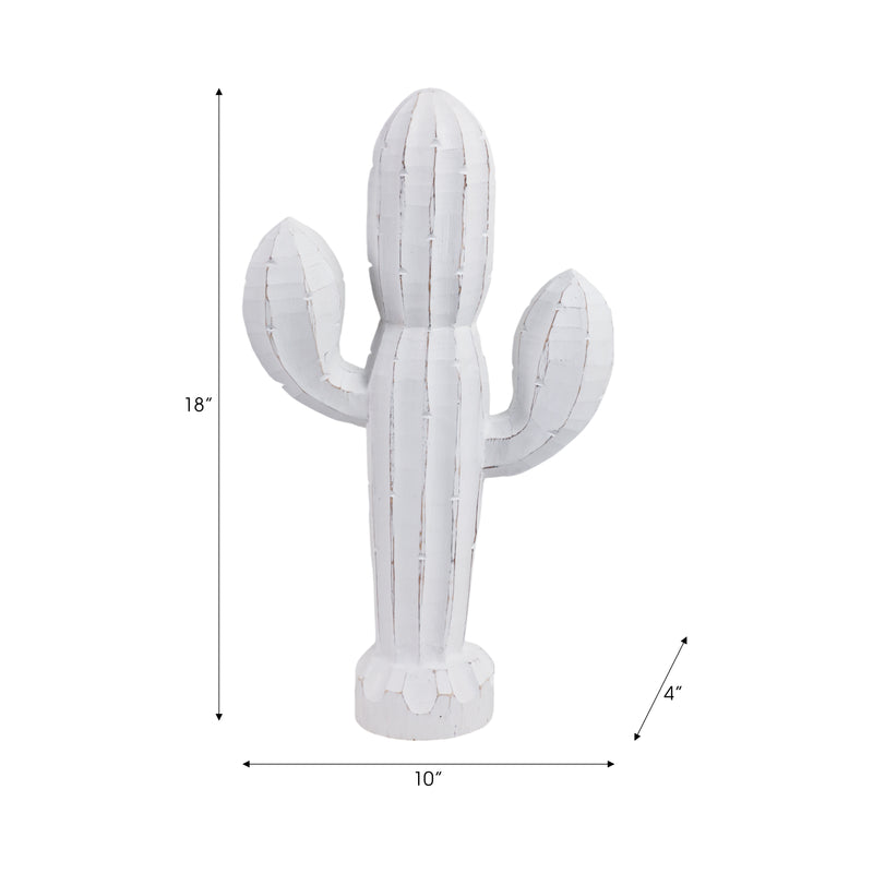 18 Wooden Cactus Decor, Wht