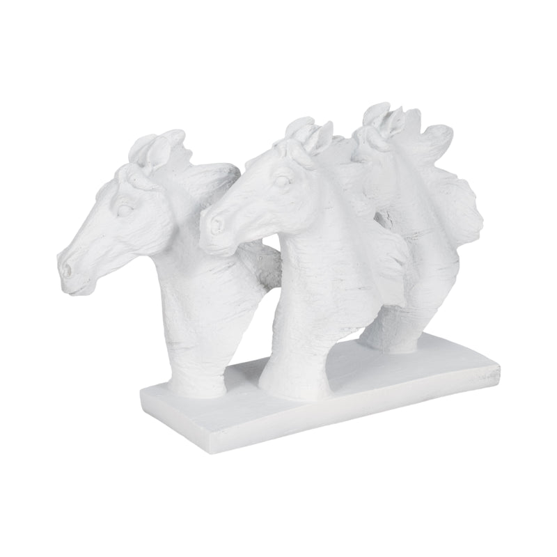 16 Horse Heads Sculpture Rough Texture, White