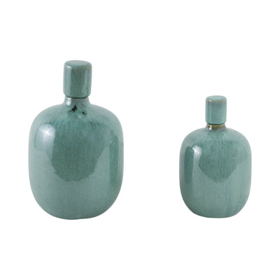 S/2 10/12 Corvallis Teal Ceramic Jars