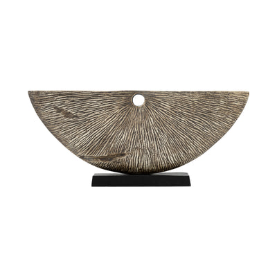 Metal,11,corrugated Half Circle Sculpture,ivory