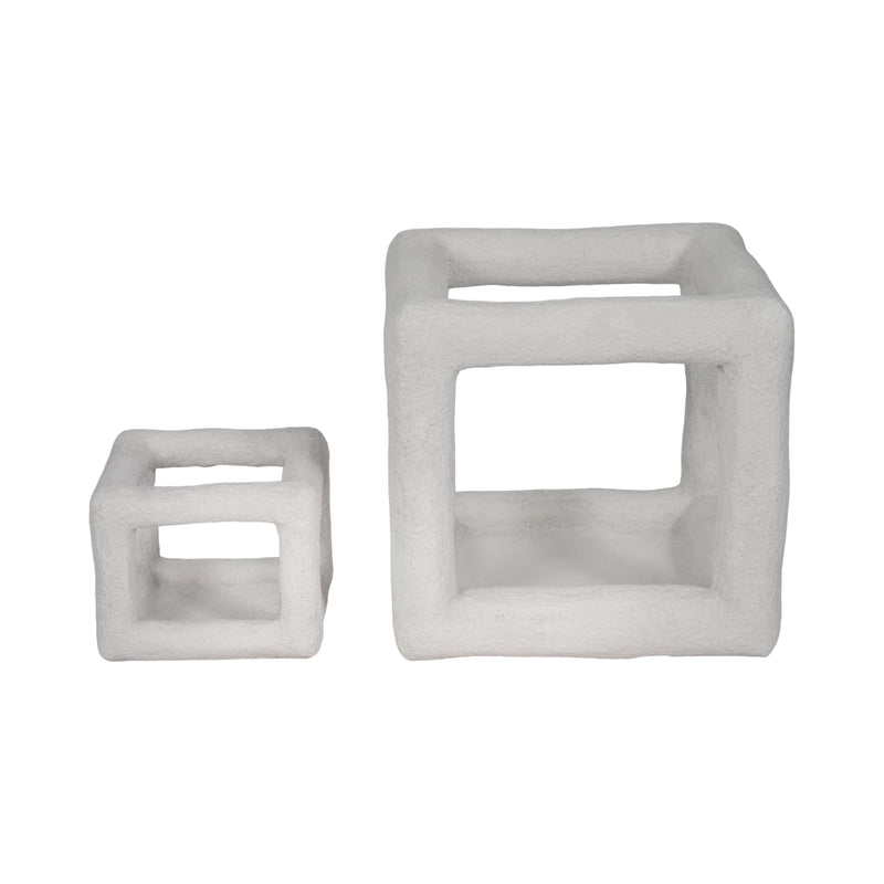 10 Textured Open Square Object, White