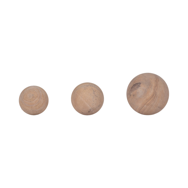 S/3 3/5 MAVERICK SANDSTONE SPHERES, NATURAL