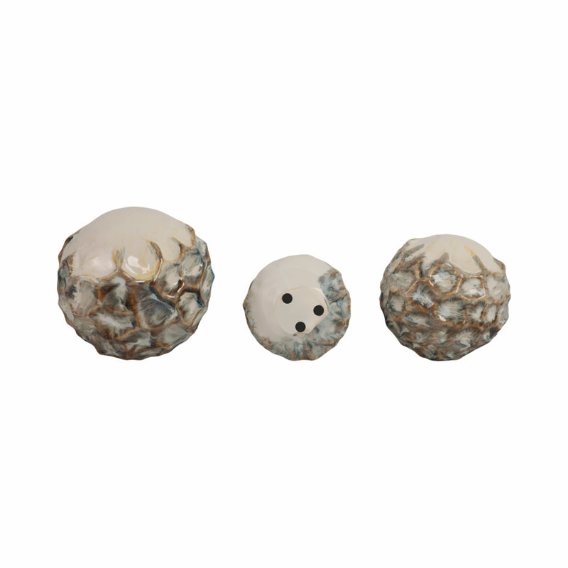 S/3 4/5/6 Decorah Cer Deco Balls - Set Of 3