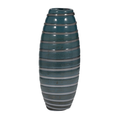 15 Santiago Striped Blue Glass Vase