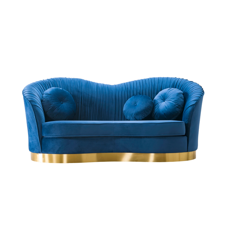 Aime Navy Velvet 2 Seater Loveseat