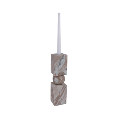 12x3 Chunky Marble Taper Holder, Tan Multi