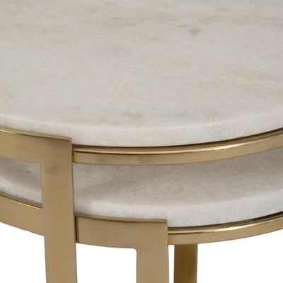 S/2 20/22 Morwar Marble Top Accent Tables, White/