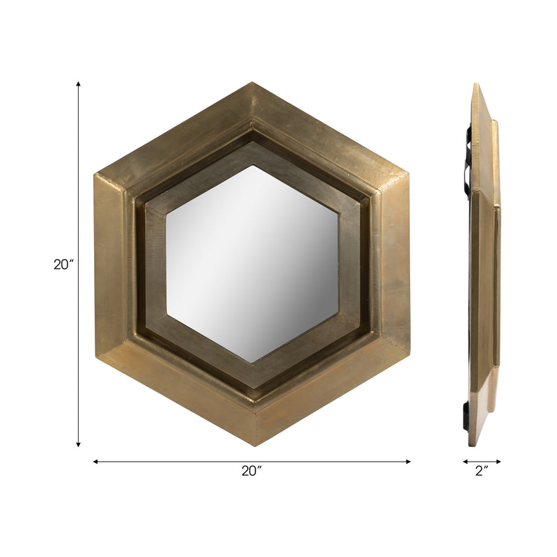 20x20 Warwin Champagne Clad Hexagon Mirror