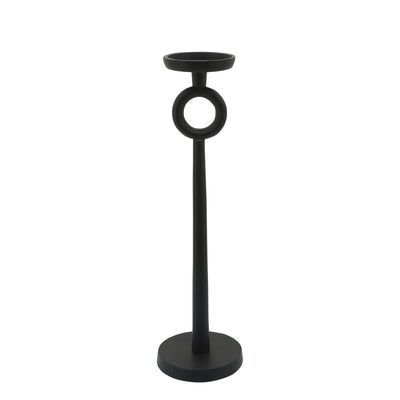 17H METAL CANDLE HOLDER, BLACK