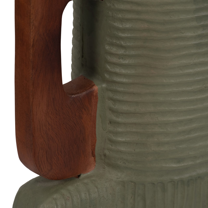 ECOMIX, 17 VASE WITH HANDLES, SAGE GREEN