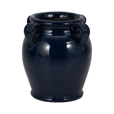 9 Terracotta Vase With Handles, Navy Blue